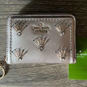 Kate Spade Dani Patterson Drive Embellished Metallic Blush Wallet